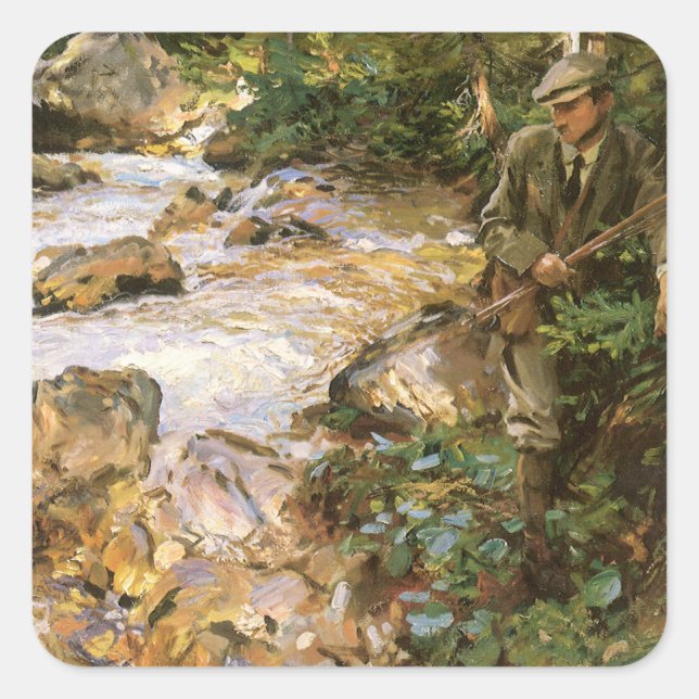 Trout Stream in the Tyrol by John Singer Sargent Square Sticker (Front)