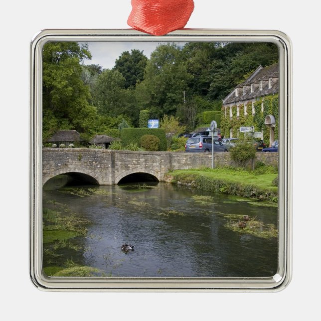 Trout stream in the village of Bibury, Metal Tree Decoration (Front)
