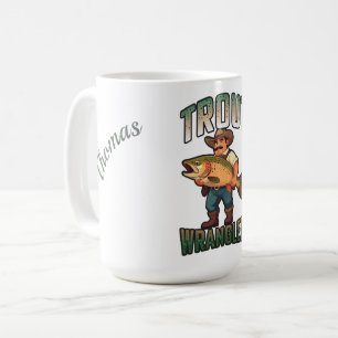 Trout Wrangler cartoon vector illustration Coffee Mug