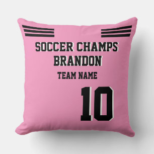 trow pillow soccer pink black personalised sport