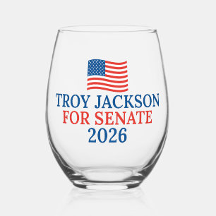 Troy Jackson for Senate 2026 Election Party Stemless Wine Glass