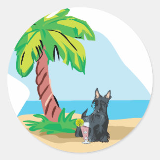trpoical scottie classic round sticker