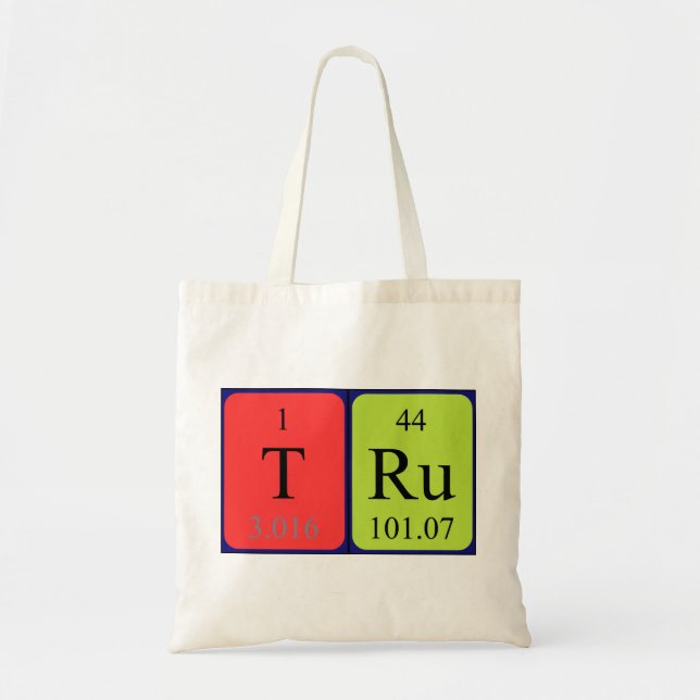 Tru periodic table name tote bag (Front)