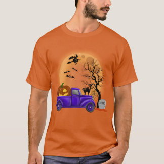Truck and Pumpkins in Halloween funny T-Shirt