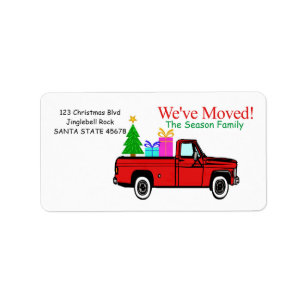 Truck and tree Christmas label