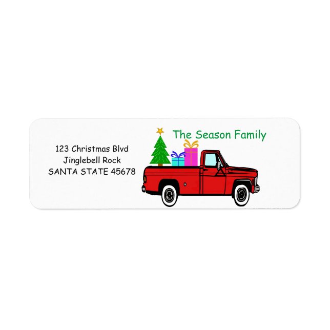 Truck and tree Christmas label (Front)