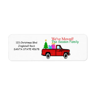 Truck and tree Christmas label