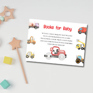 Truck baby under construction baby shower Book  Enclosure Card