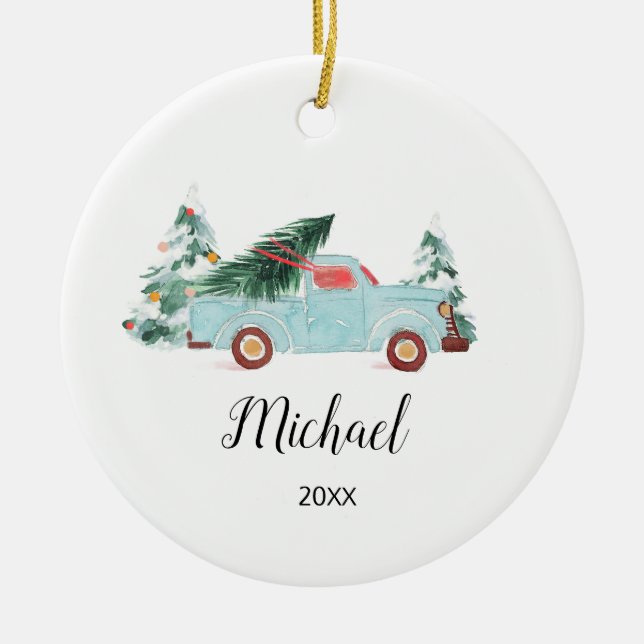 Truck Baby's First Christmas Ornament (Front)