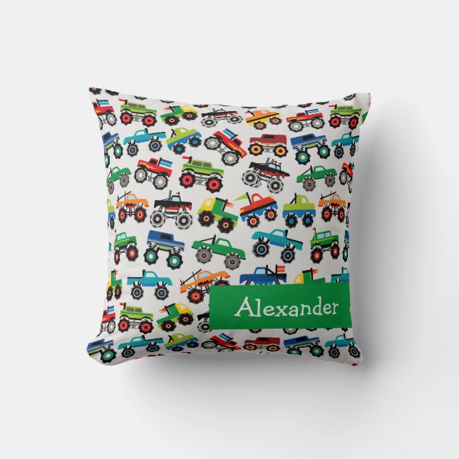 Truck Boys Custom Name Cushion (Front)