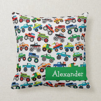 Truck Boys Custom Name Cushion