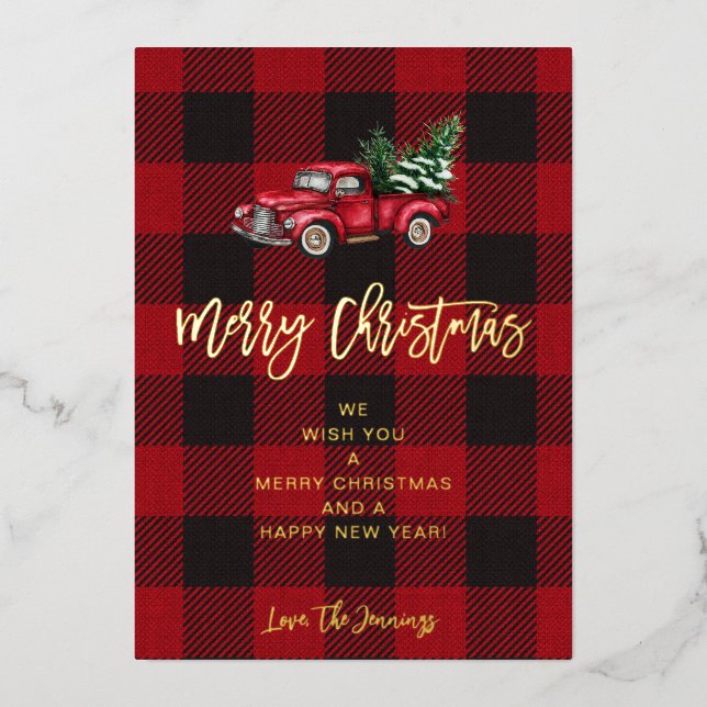 Truck & Buffalo Check Merry Christmas (Front)