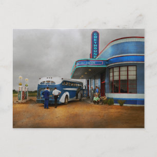 Truck - Bus - Half way there 1938 Postcard