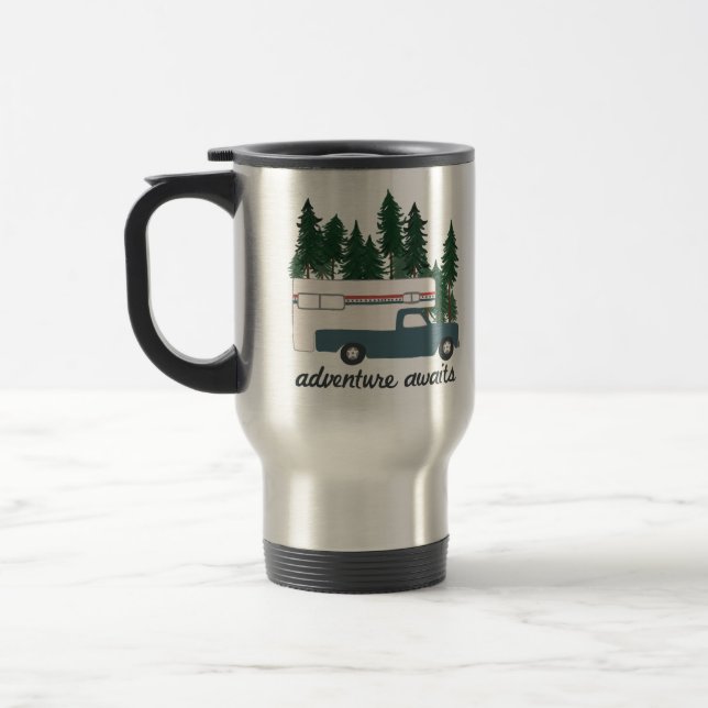 Truck Camper RV Motorhome Camping RVing Trees Travel Mug (Left)