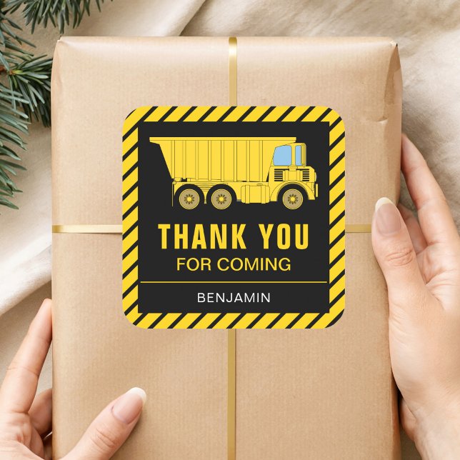 Truck Construction Birthday Party Favour Sticker (Creator Uploaded)