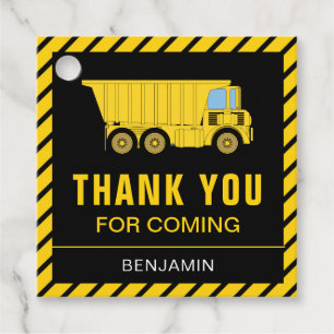 Truck Construction Birthday Party Favour Tags