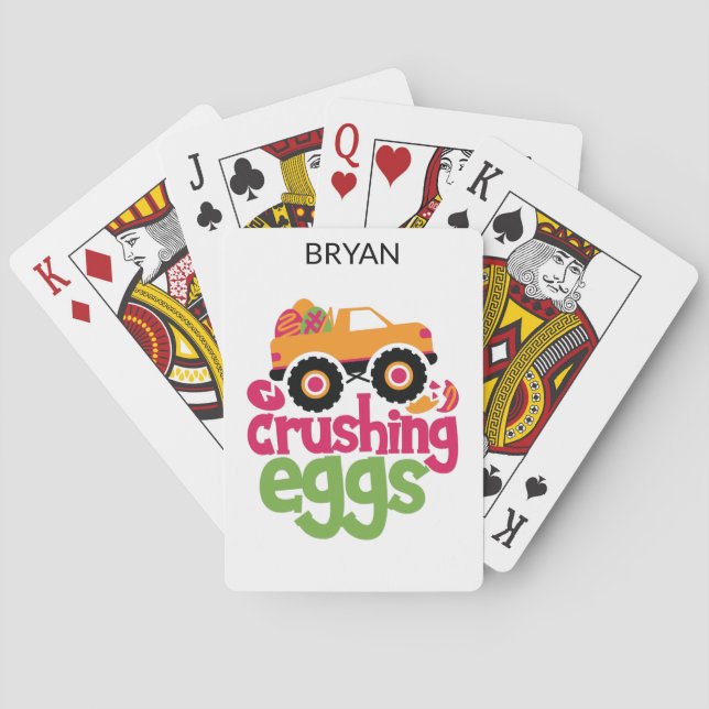 "TRUCK CRUSHING EGGS" PLAYING CARDS PERSONALIZED. (Back)