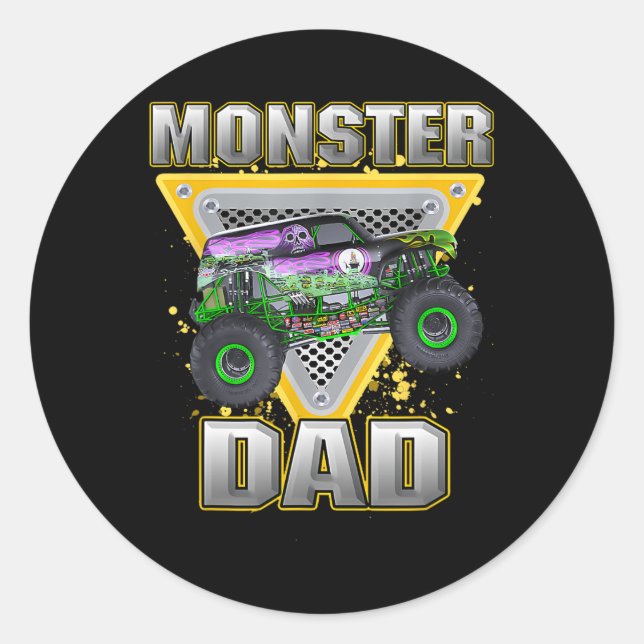 Truck Dad Fathers Day Monster Truck Are My Jam  Classic Round Sticker (Front)