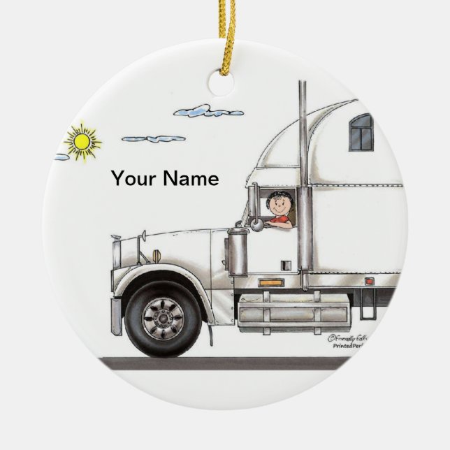 Truck Driver, 18 Wheeler - Female Ceramic Tree Decoration (Front)