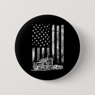 Truck Driver American Flag Trucker Vintage Men Wom 6 Cm Round Badge