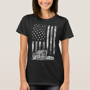 Truck Driver American Flag Trucker Vintage Men Wom T-Shirt