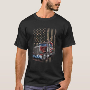 Truck Driver Camo USA American Flag Vintage Semi T T-Shirt