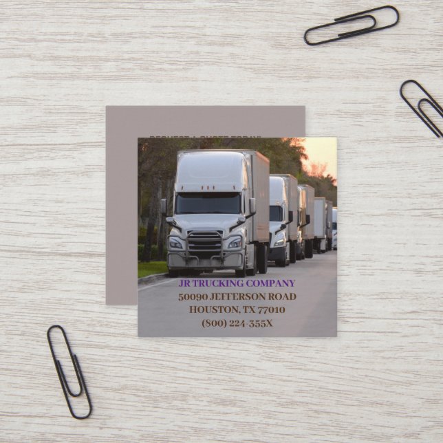 Truck Driver Company Transportation  Square Business Card (Front/Back In Situ)