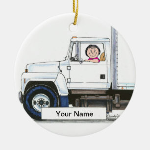 Truck Driver - Female Ceramic Tree Decoration