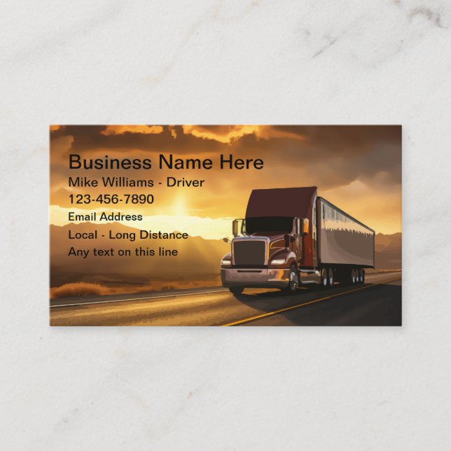 Truck Driver Freight Shipping Business Cards (Front)