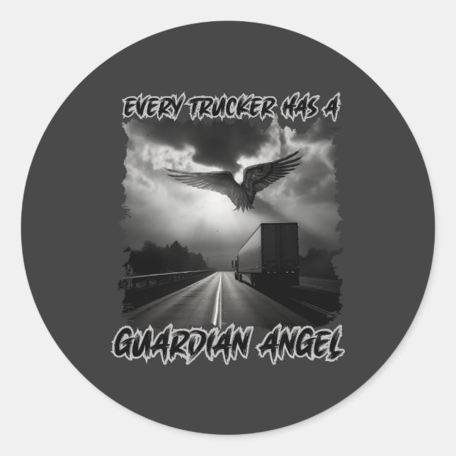 Truck Driver Guardian Angel Road Protection Faith Classic Round Sticker (Front)