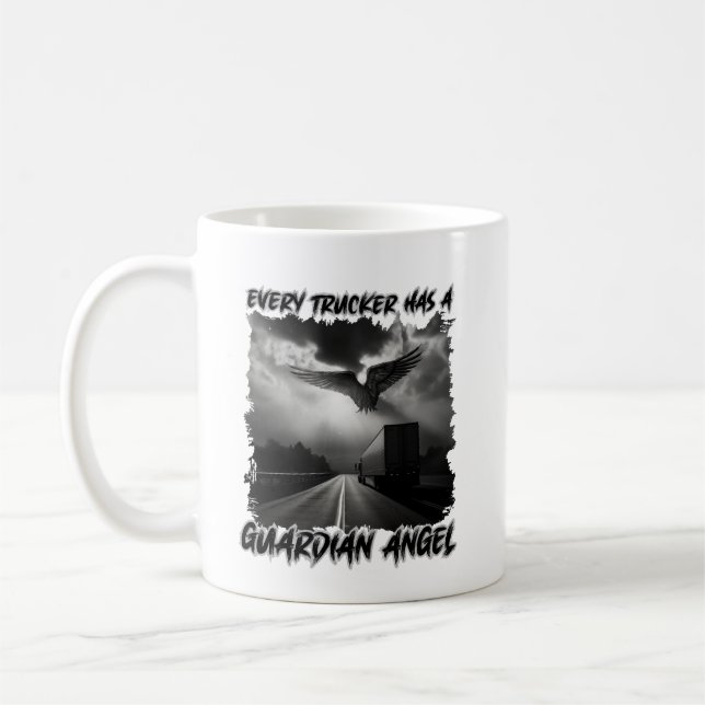 Truck Driver Guardian Angel Road Protection Faith Coffee Mug (Left)