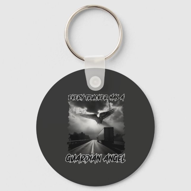 Truck Driver Guardian Angel Road Protection Faith Key Ring (Front)