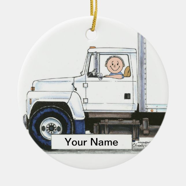 Truck Driver - Male Ceramic Tree Decoration (Front)