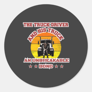 Truck Driver Male Strong Road Bond Pride Design Classic Round Sticker
