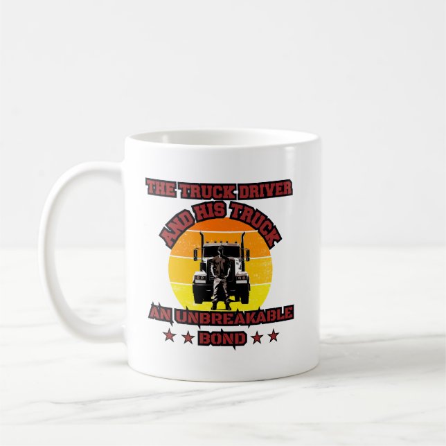 Truck Driver Male Strong Road Bond Pride Design Coffee Mug (Left)