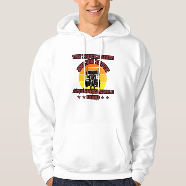 Truck Driver Male Strong Road Bond Pride Design Hoodie (Front)