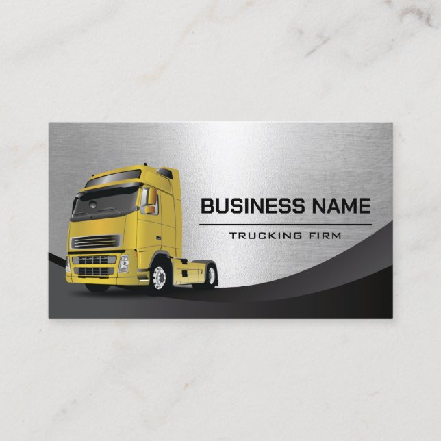 Truck Driver Metal Professional Transportation Business Card (Front)