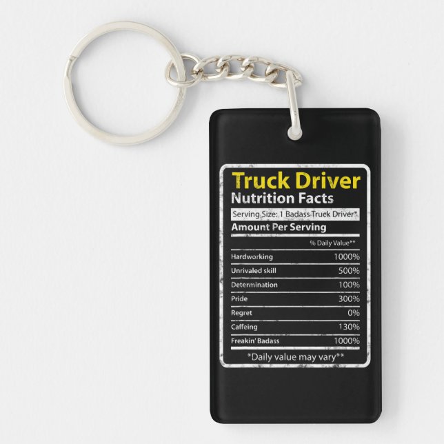 Truck Driver Nutrition Tag Key Ring (Front)