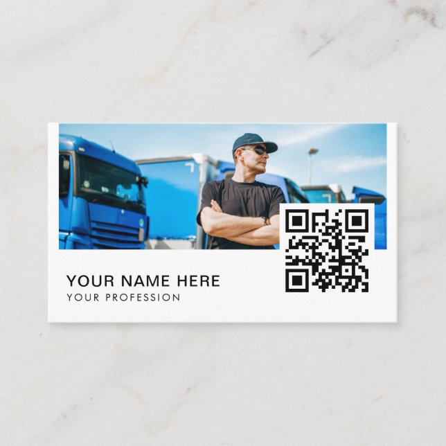 Truck driver QR Code  Business Card (Front)