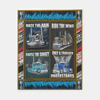 Truck Driver Race The Rain Ride The Wind Fleece Blanket