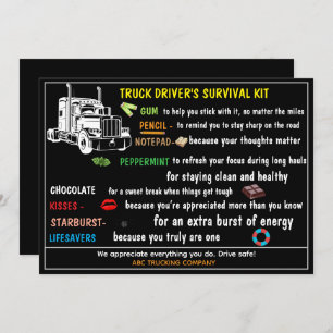 Truck Driver’s Survival Kit Funny & Thoughtful Thank You Card