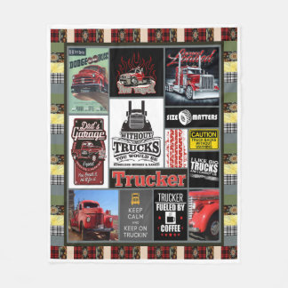 Truck Driver Trucker Fuelled By Coffee Fleece Blanket