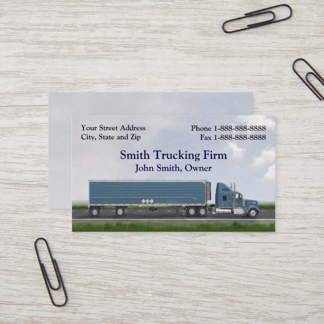 Truck Driver Trucking Firm Business Card (Front/Back In Situ)