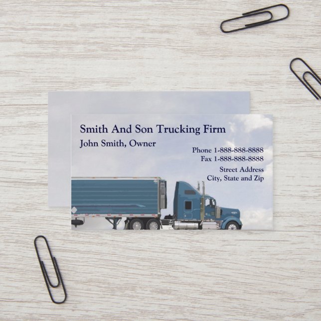 Truck Driver Trucking Firm Business Card (Front/Back In Situ)