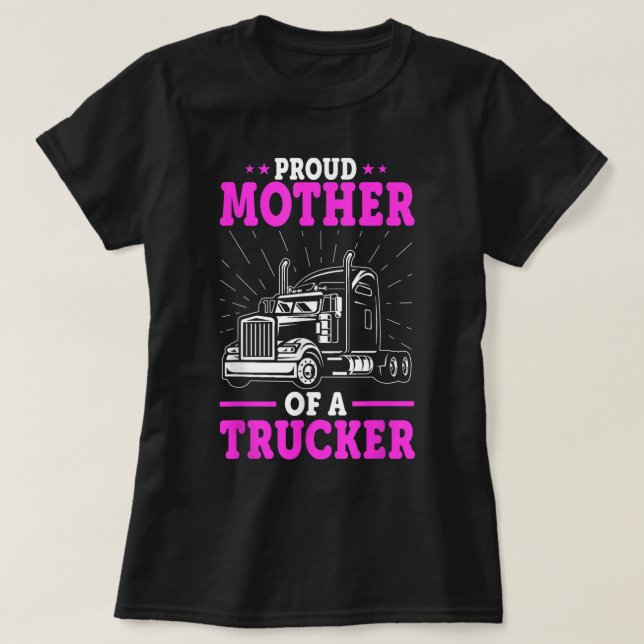Truck Driver's Mum - Big Rig Trucker's Mother Moth T-Shirt (Design Front)