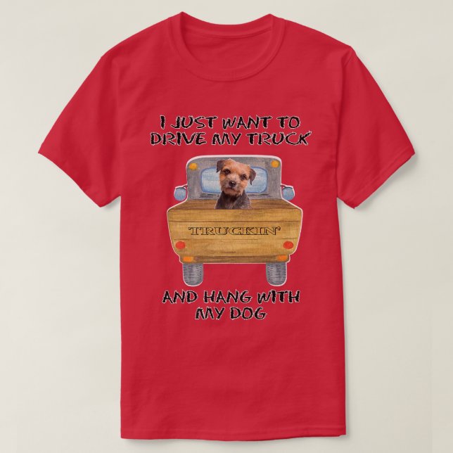 Truck Driving Dog Border Terrier  T-Shirt (Design Front)