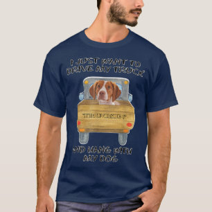 Truck Driving Dog Brittany  T-Shirt