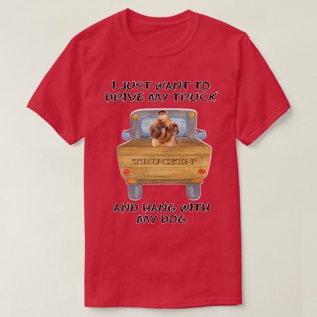 Truck Driving Dog Brussels Griffon  T-Shirt (Design Front)