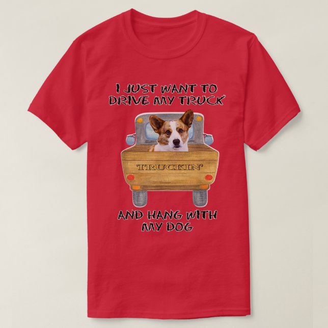 Truck Driving Dog Cardigan Welsh Corgi  T-Shirt (Design Front)