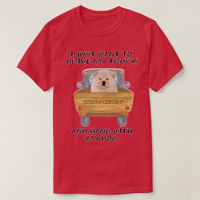 Truck Driving Dog Chow Chow  T-Shirt (Design Front)